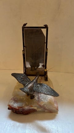 Mid-Century Modern Goose Bird Fighting Reflection in Mirror by Curtis Jere