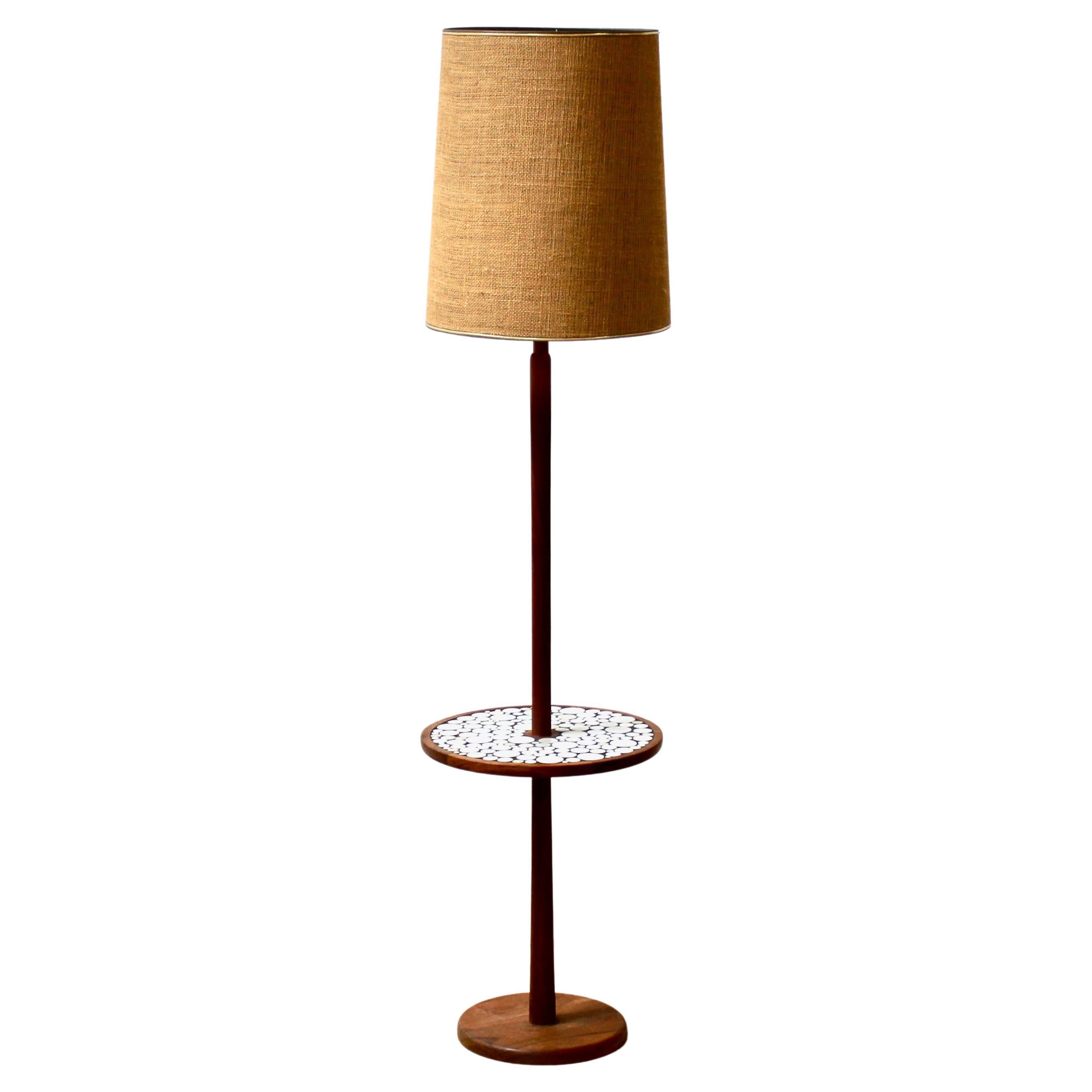 Mid-Century Modern Gordon and Jane Martz Teak and Ceramic Lamp Table