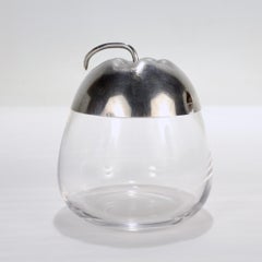 Mid-Century Modern Gorham Sterling Silver & Glass Pear Form Jam or Honey Pot