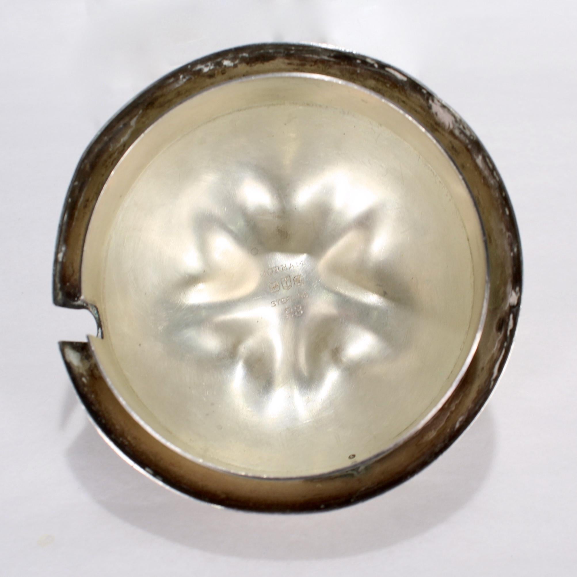 Mid-Century Modern Gorham Sterling Silver & Glass Pear Form Jam or Honey Pot For Sale 1