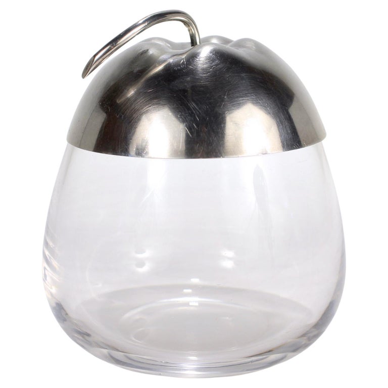 MidCentury Modern Gorham Sterling Silver and Glass Pear Form Jam or
