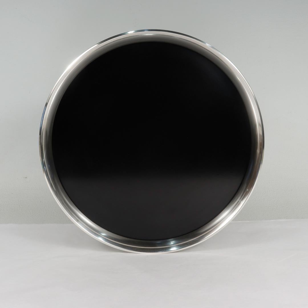 Mid-Century Modern Gorham Sterling Silver & Laminate Round Bar or Cocktail Tray 2