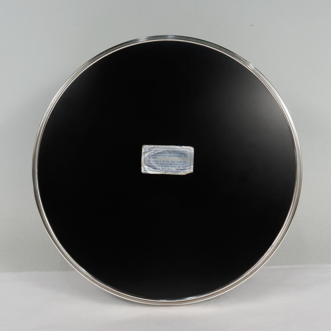 Mid-Century Modern Gorham Sterling Silver & Laminate Round Bar or Cocktail Tray 3