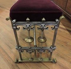 Mid-Century Modern Gothic Style Aluminium and Brass Upholstered Bench