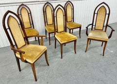 Mid-Century Modern Gothic Style Walnut Dining Chairs - Set of 6