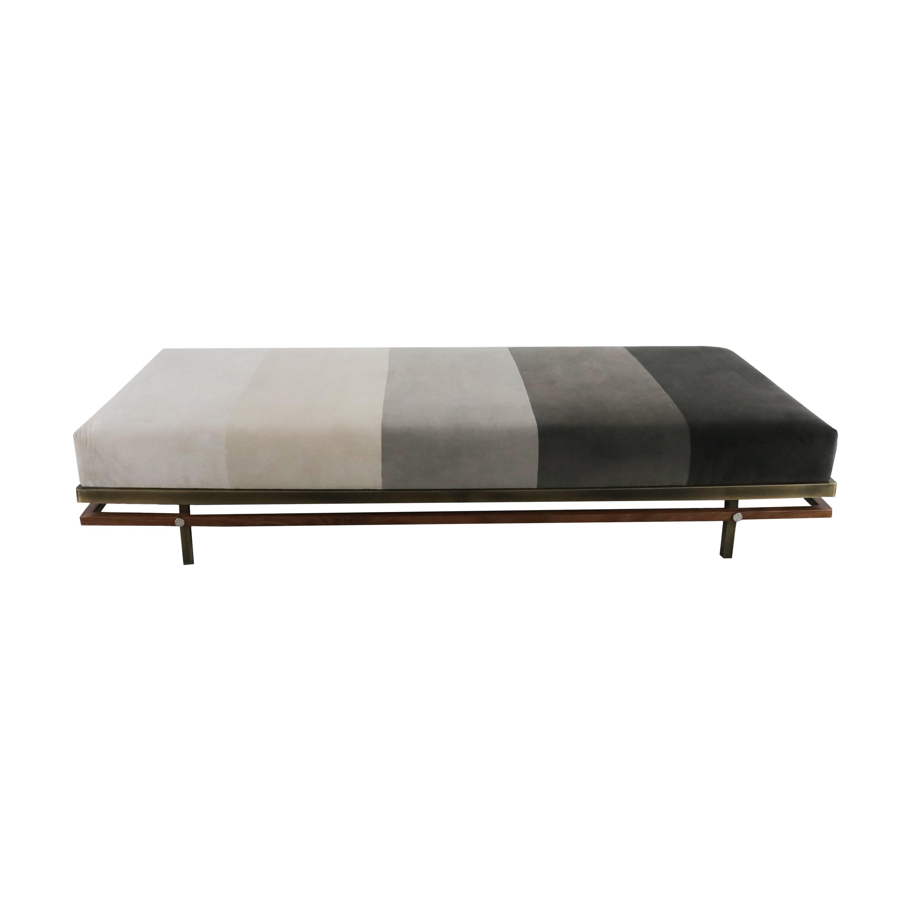 Mid-Century Modern Gradient Grey Upholstered Daybed For Sale