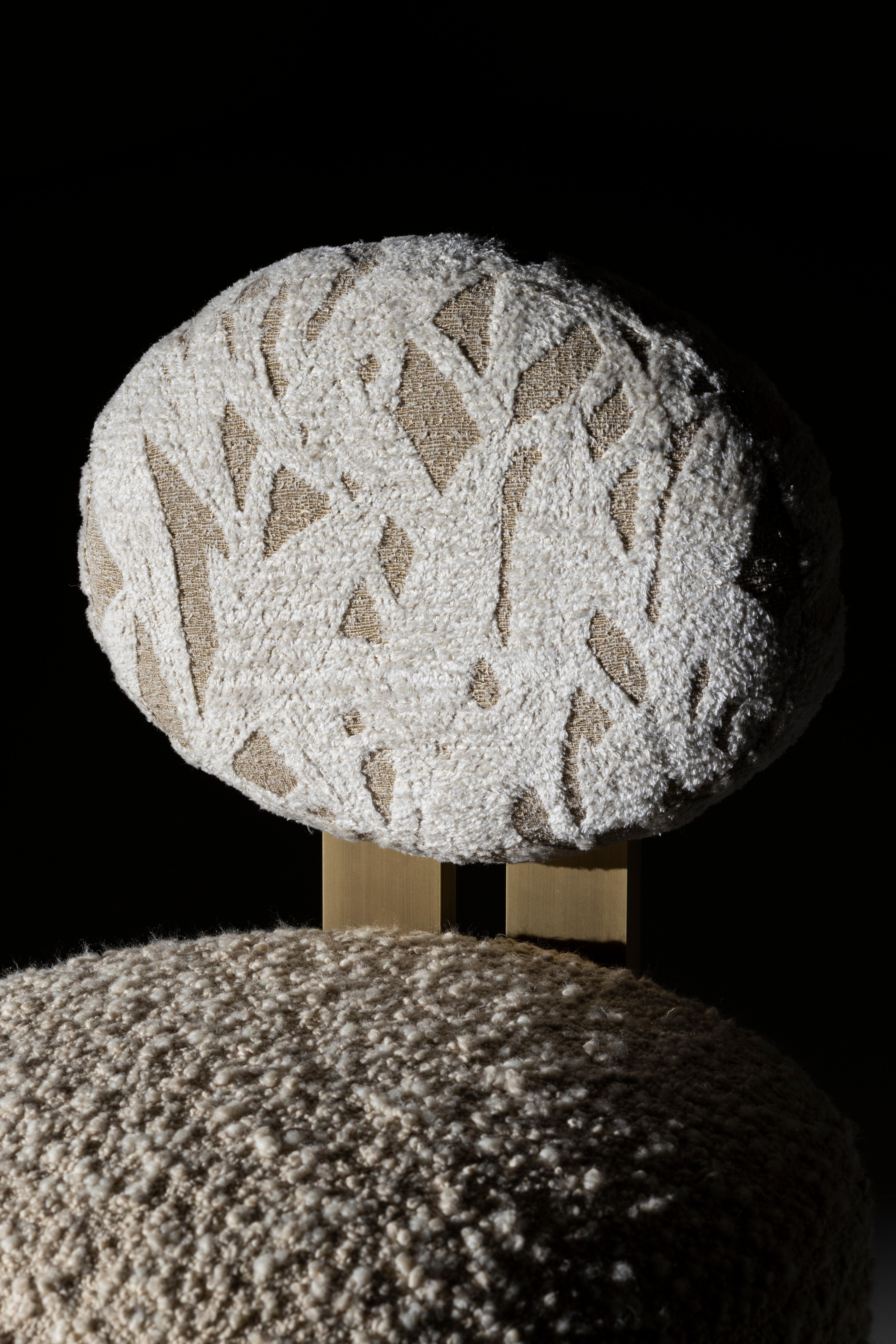 Poltrone moderne di metà secolo, girevoli, ottone, Dedar Jacquard, Greenapple in vendita 2