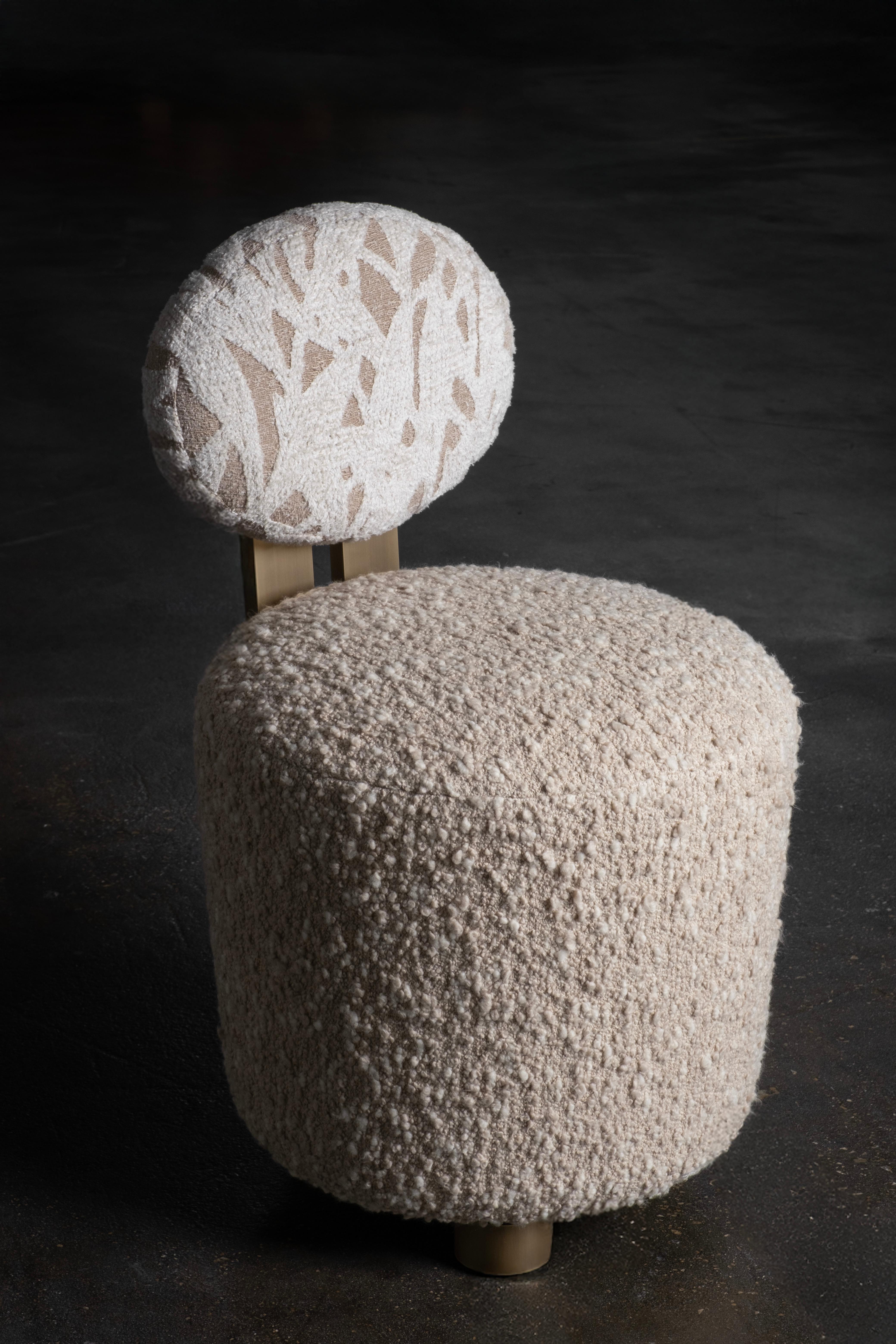 Poltrone moderne di metà secolo, girevoli, ottone, Dedar Jacquard, Greenapple in vendita 6