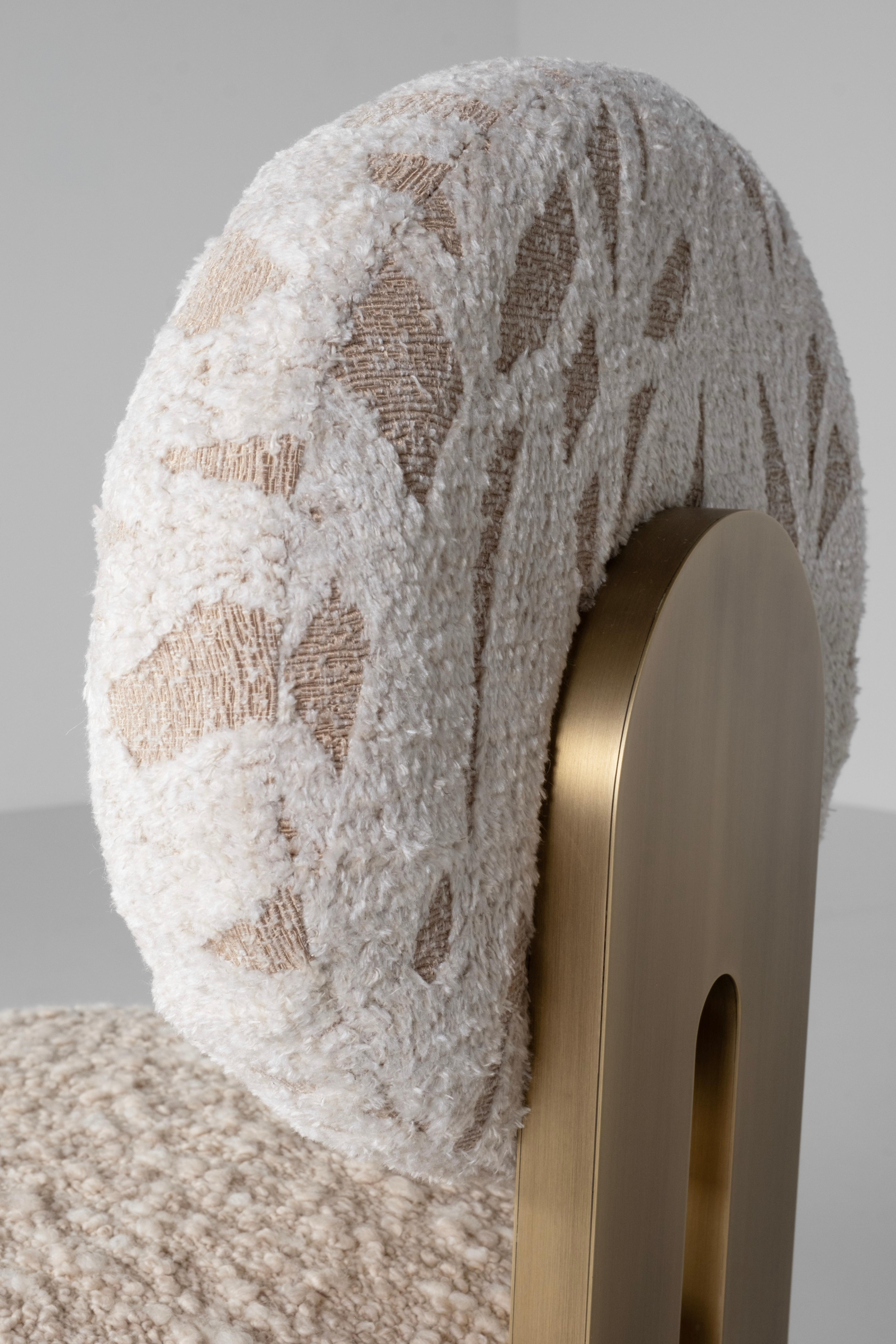 Poltrone moderne di metà secolo, girevoli, ottone, Dedar Jacquard, Greenapple in vendita 8