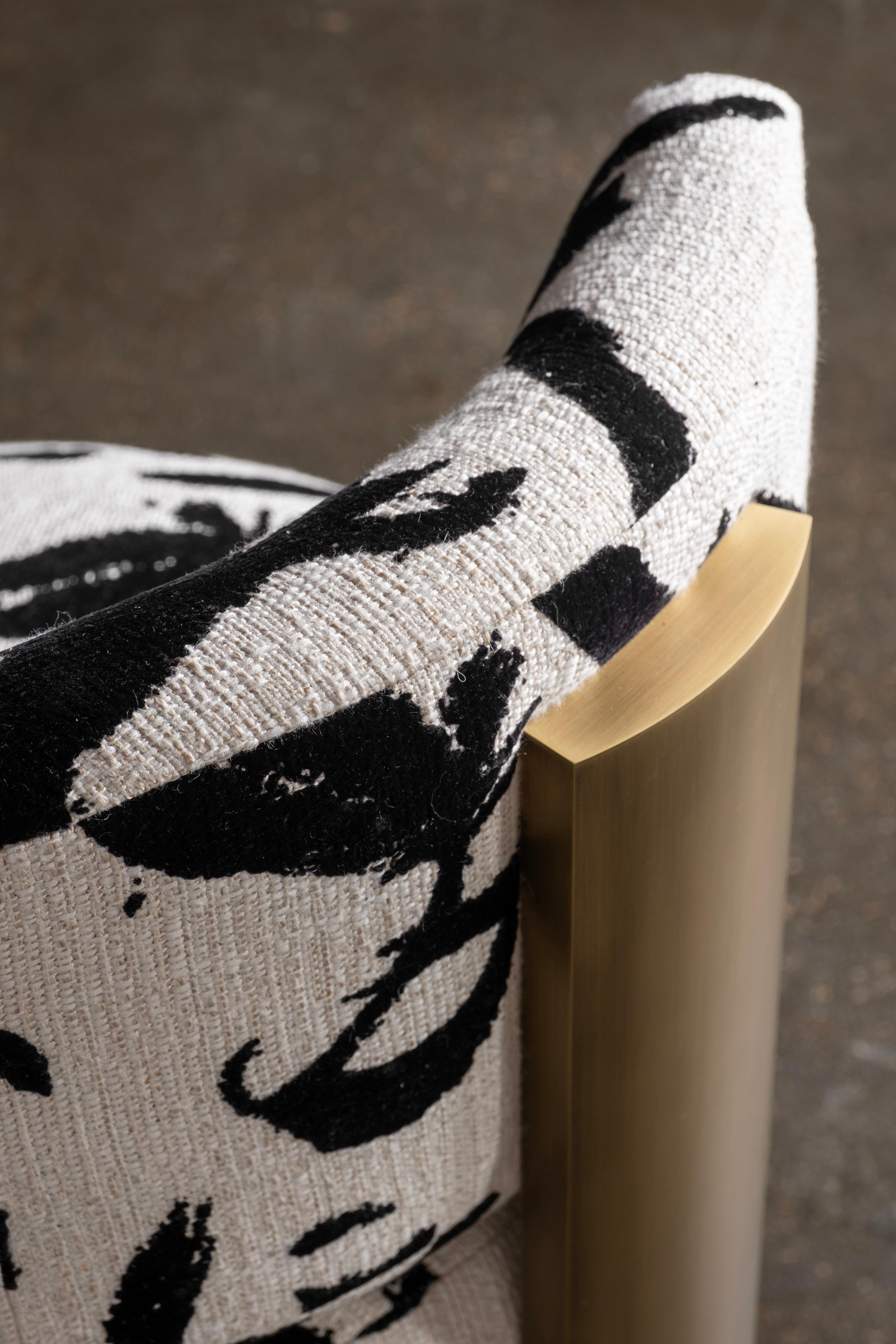 Mid-Century Modern Grand Chairs, drehbar, Messing, DEDAR Samt, Greenapple im Angebot 10