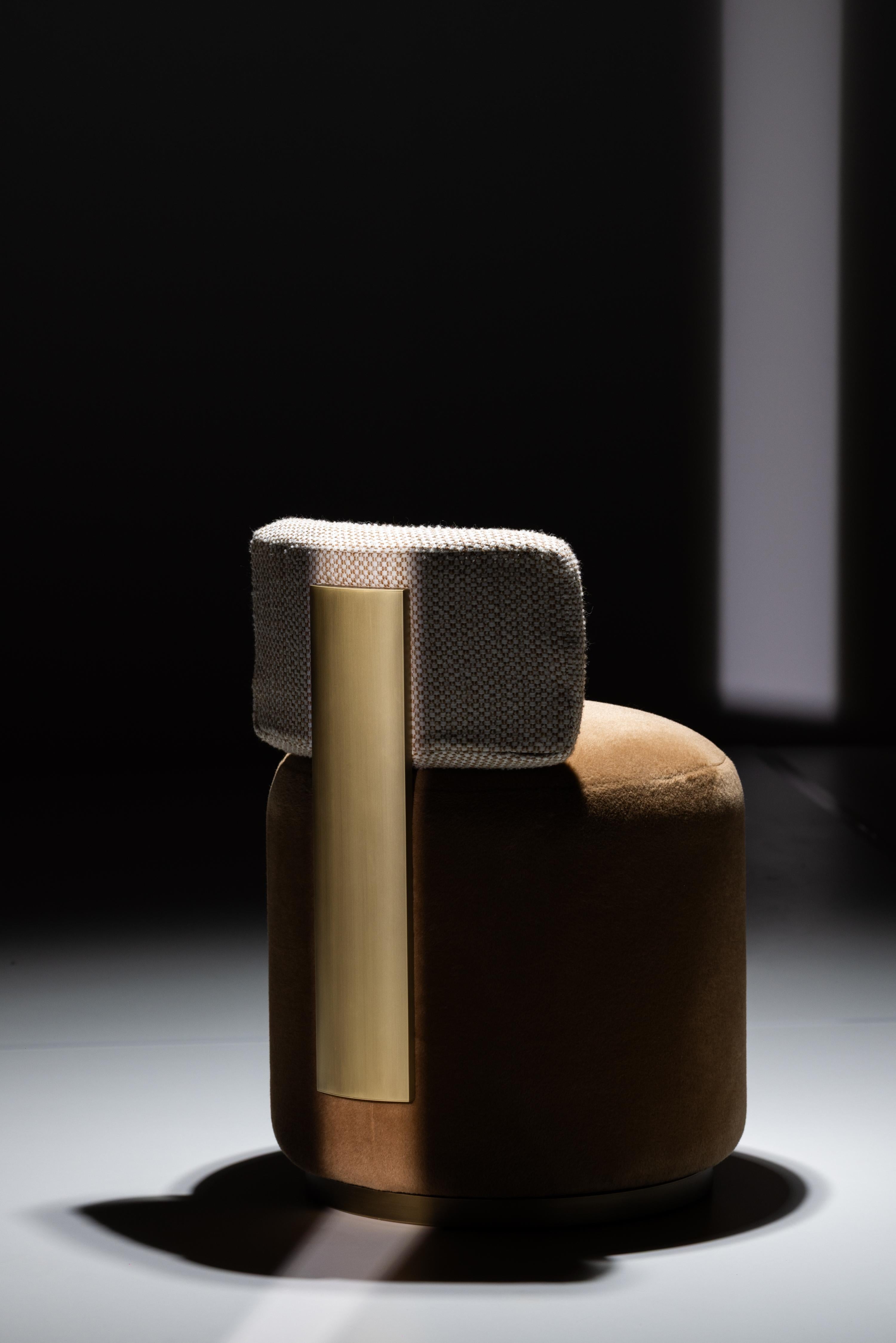 Mid-Century Modern Grand Chairs, Swivel, Brass, DEDAR Wool, Handmade Greenapple For Sale 11