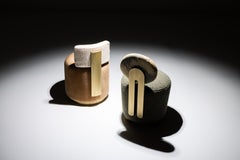 Poltrona a coda di castoro moderna, girevole, ottone, lana Dedar, fatta a mano Greenapple