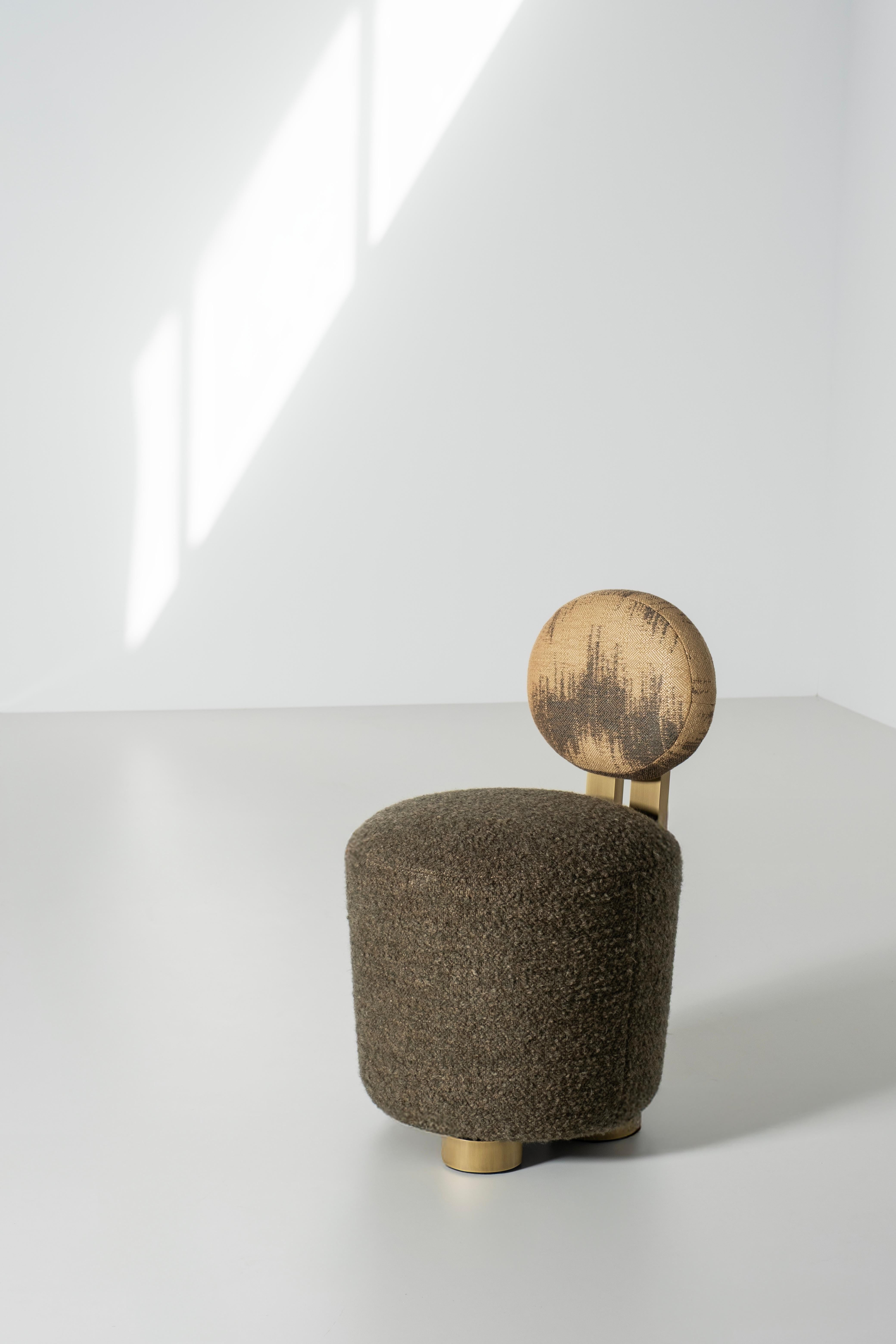 Portuguese Mid-Century Modern Grand Chairs, Swivel, Brass, DEDAR Wool, Handmade Greenapple For Sale