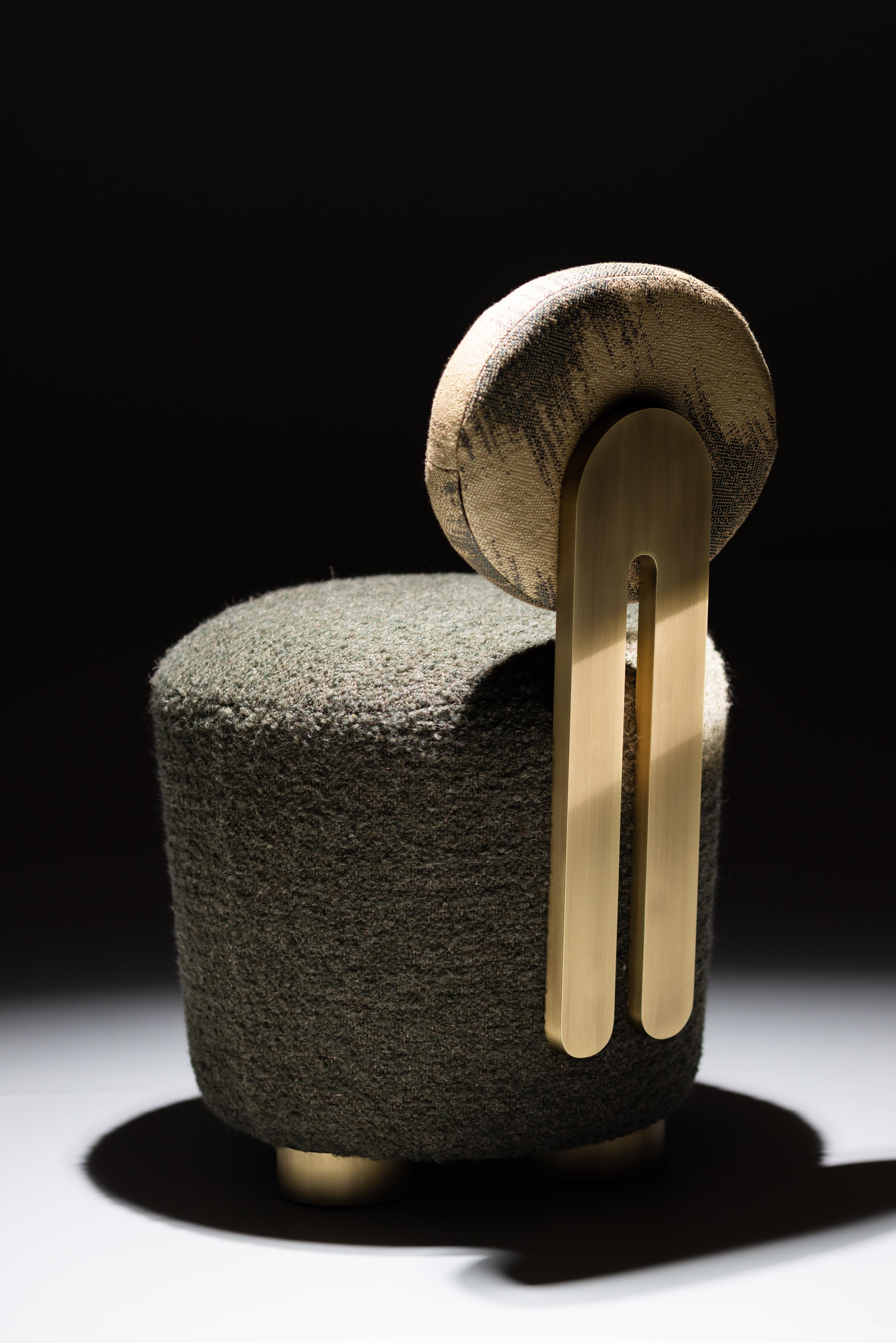 Mid-Century Modern Grand Chairs, Swivel, Brass, DEDAR Wool, Handmade Greenapple In New Condition For Sale In Lisboa, PT