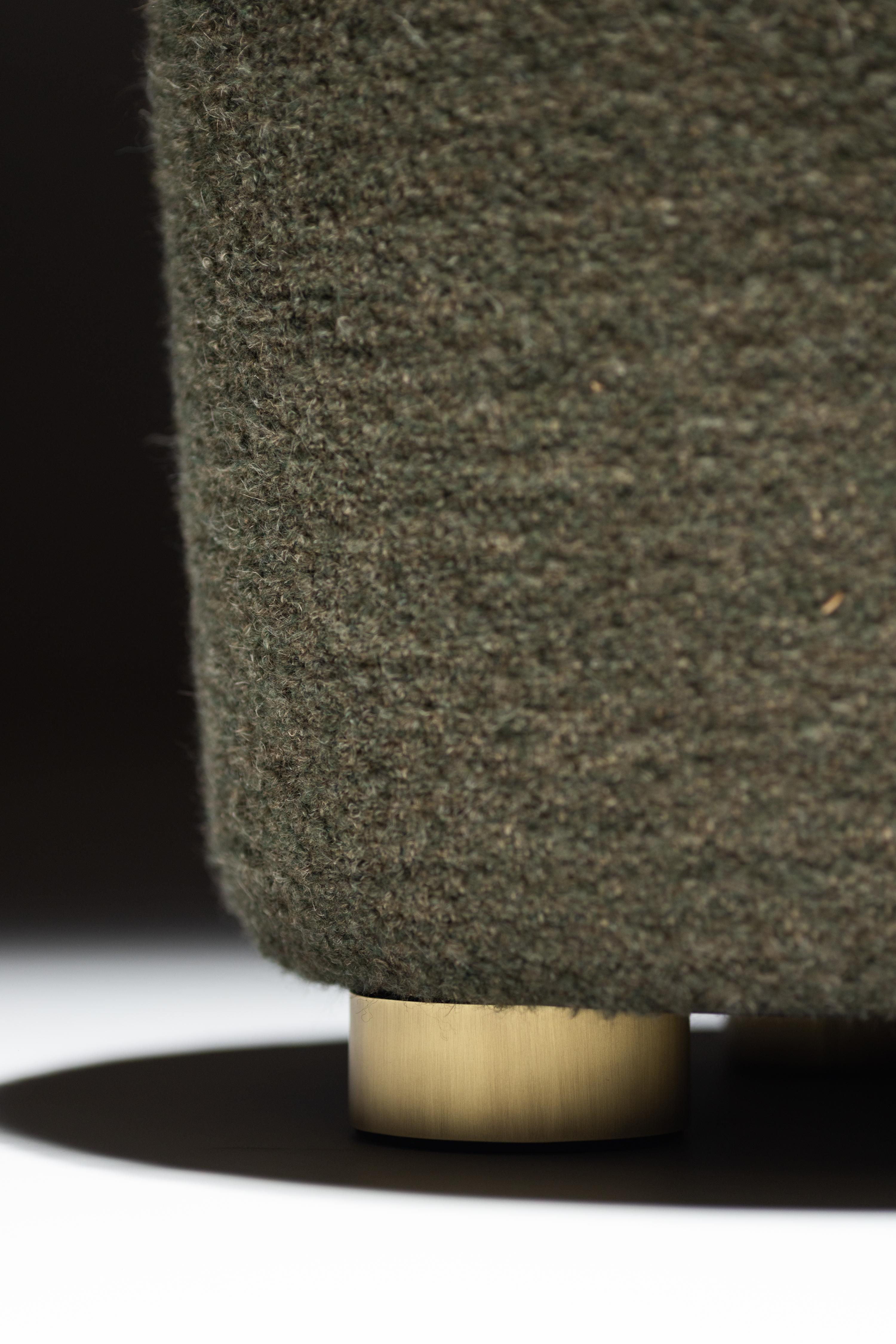 Mid-Century Modern Grand Chairs, Swivel, Brass, DEDAR Wool, Handmade Greenapple For Sale 1