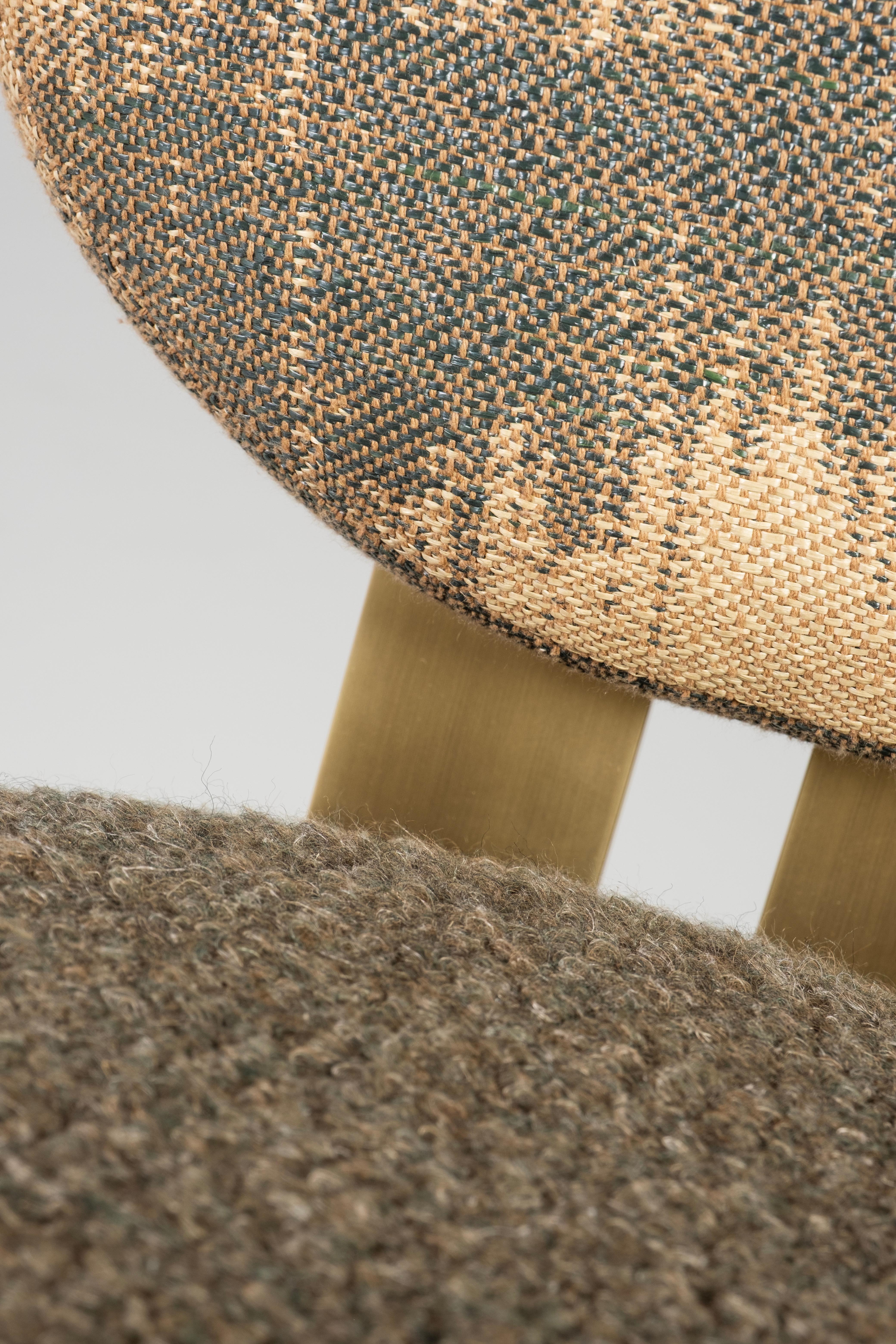 Mid-Century Modern Grand Chairs, Swivel, Brass, DEDAR Wool, Handmade Greenapple For Sale 2