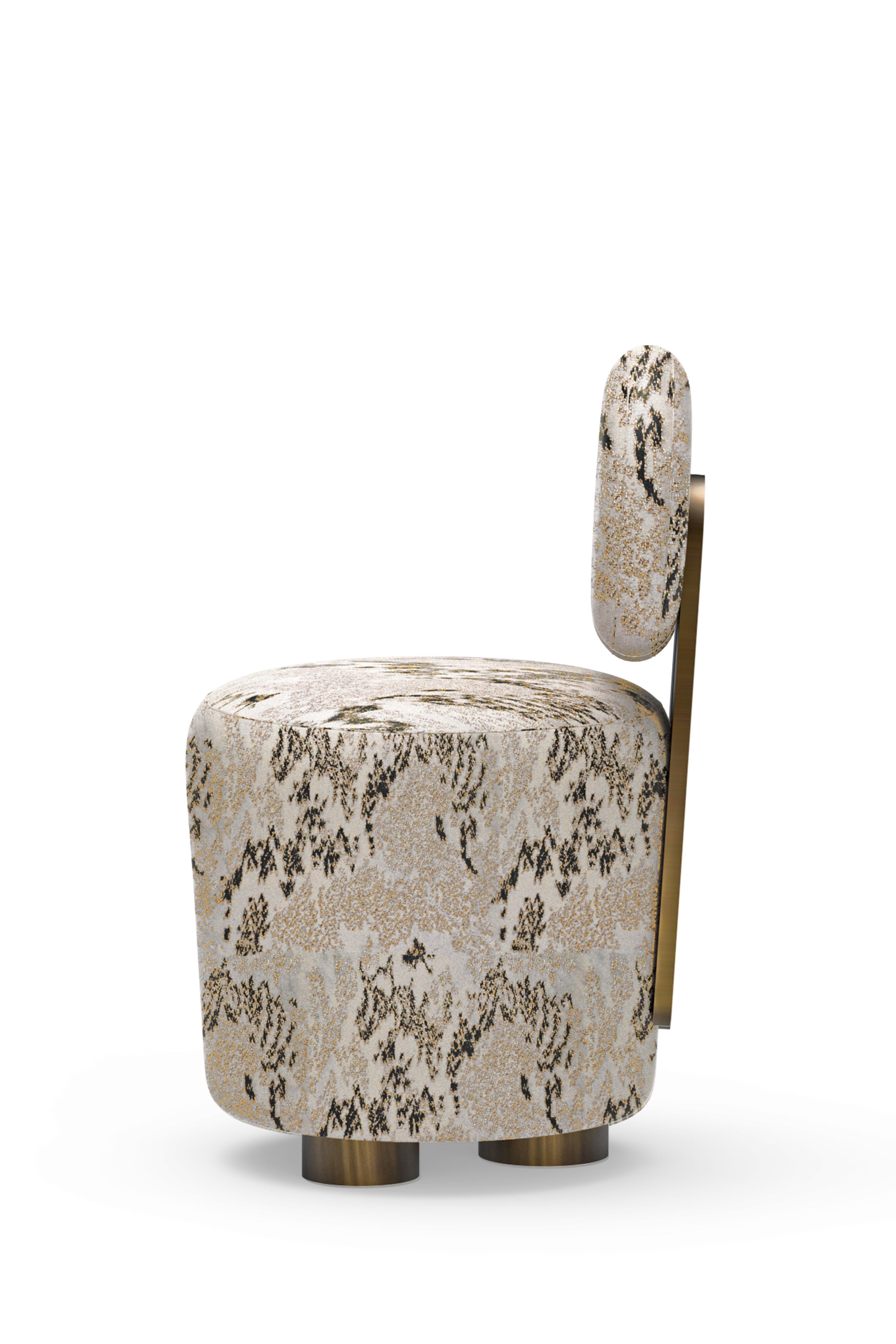 Contemporary Mid-Century Modern Grand Chairs, Swivel, Brass, Jacquard, Greenapple For Sale