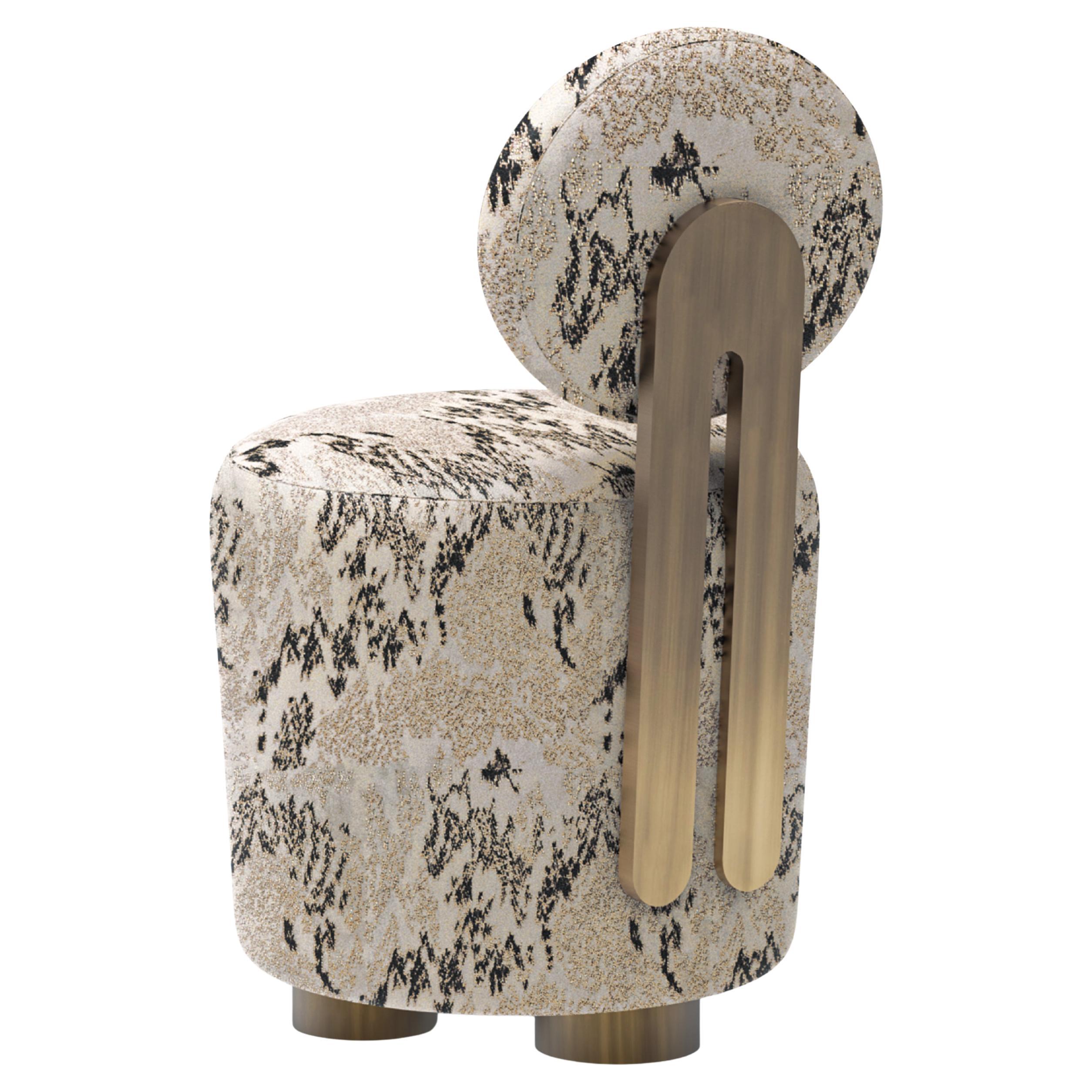 Grandes chaises modernes du milieu du siècle, pivotantes, en laiton, en jacquard, Greenapple