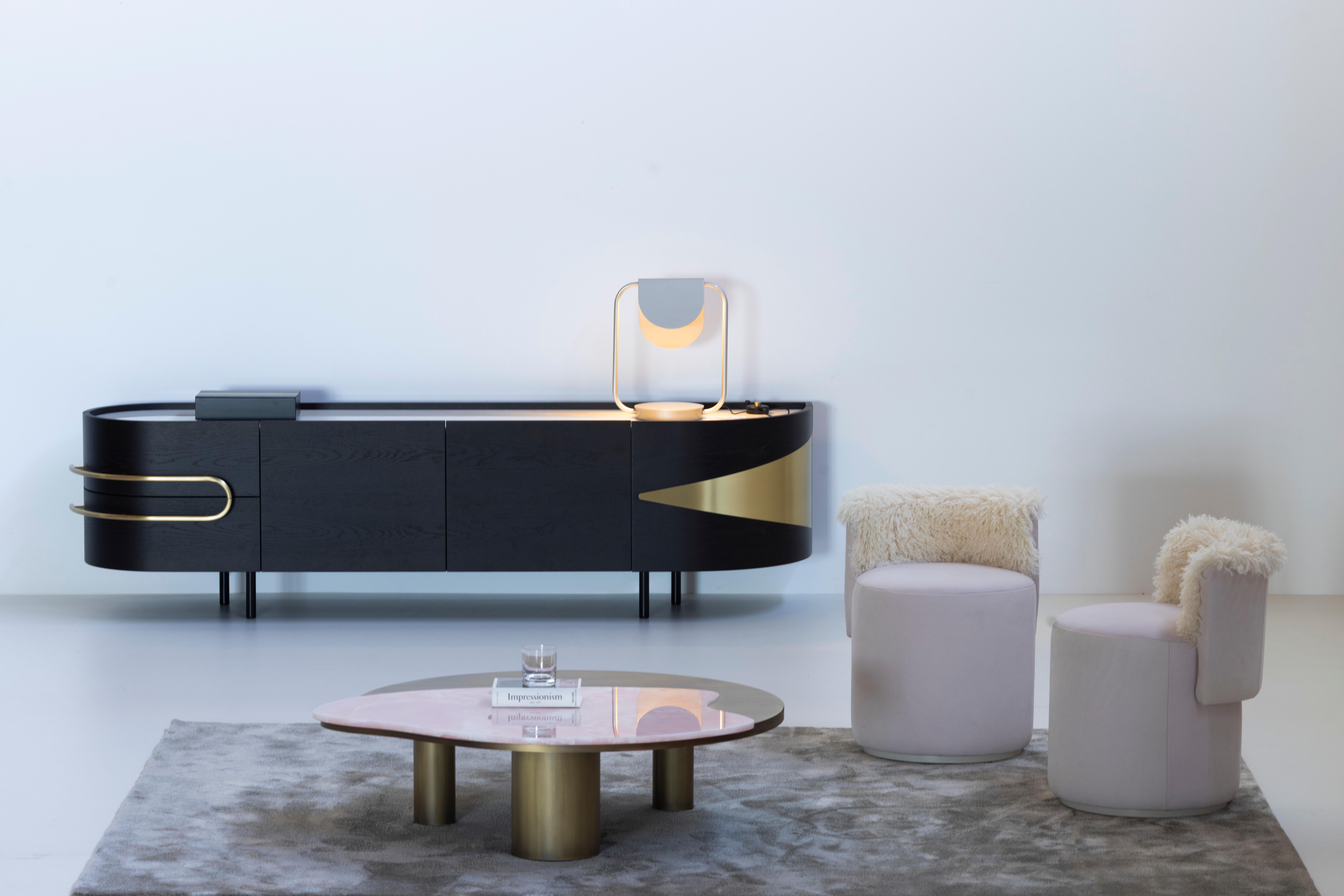 Grandes chaises modernes du milieu du siècle, pivotantes, en velours Jacquard DEDAR, Oak, Greenapple en vente 3
