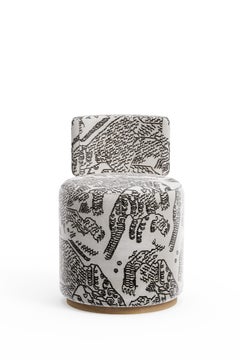 Mid-Century Modern Grand Chairs, drehbar, DEDAR Jacquard Samt, Oak, Greenapple