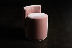Mid-Century Modern Grand Pink Velvet Swivel Pouf, Handmade by Greenapple