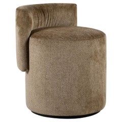 Grand pouf moderne du milieu du siècle, Chenille, chêne, fabriqué à la main au Portugal par Greenapple
