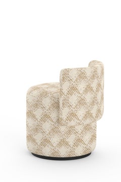 Mid-Century Modern Grand Pouf, MISIA Ivory Bouclette, Handmade by Greenapple