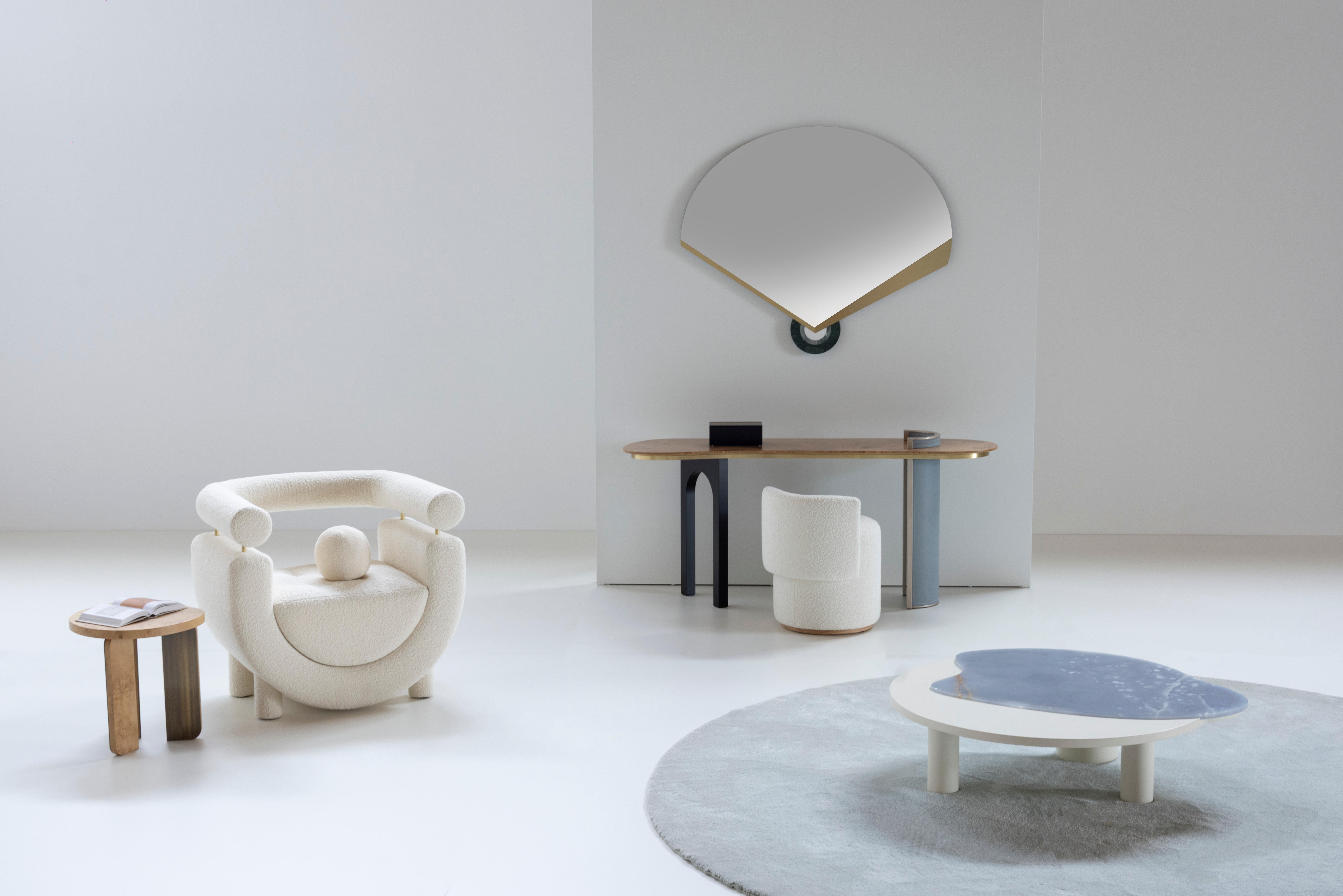 Grand Pouf moderno di metà secolo in cotone bouclé bianco fatto a mano da Greenapple in vendita 10