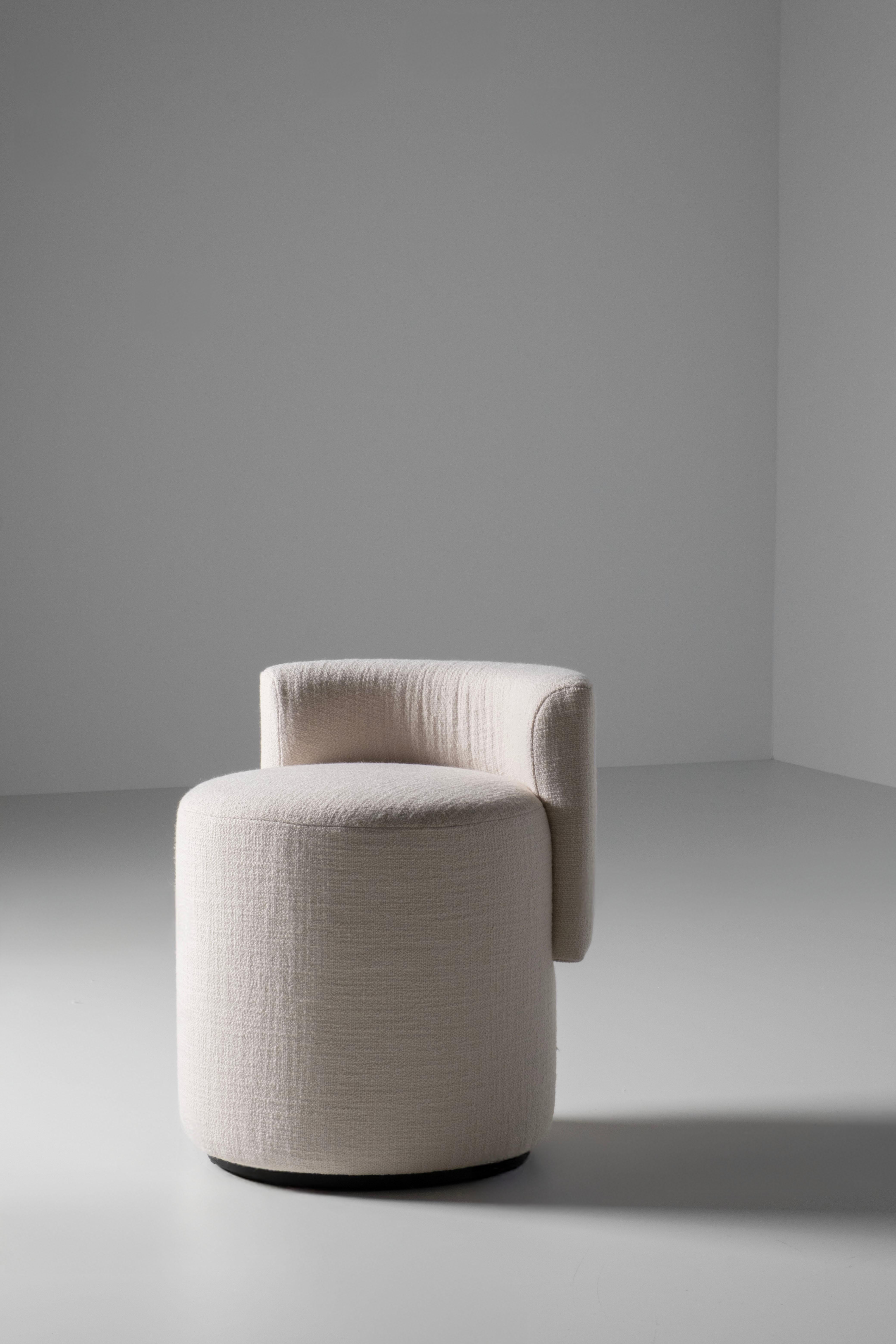 Grand Pouf moderno di metà secolo, lana, Oak, fatto a mano in Portogallo da Greenapple in vendita 8