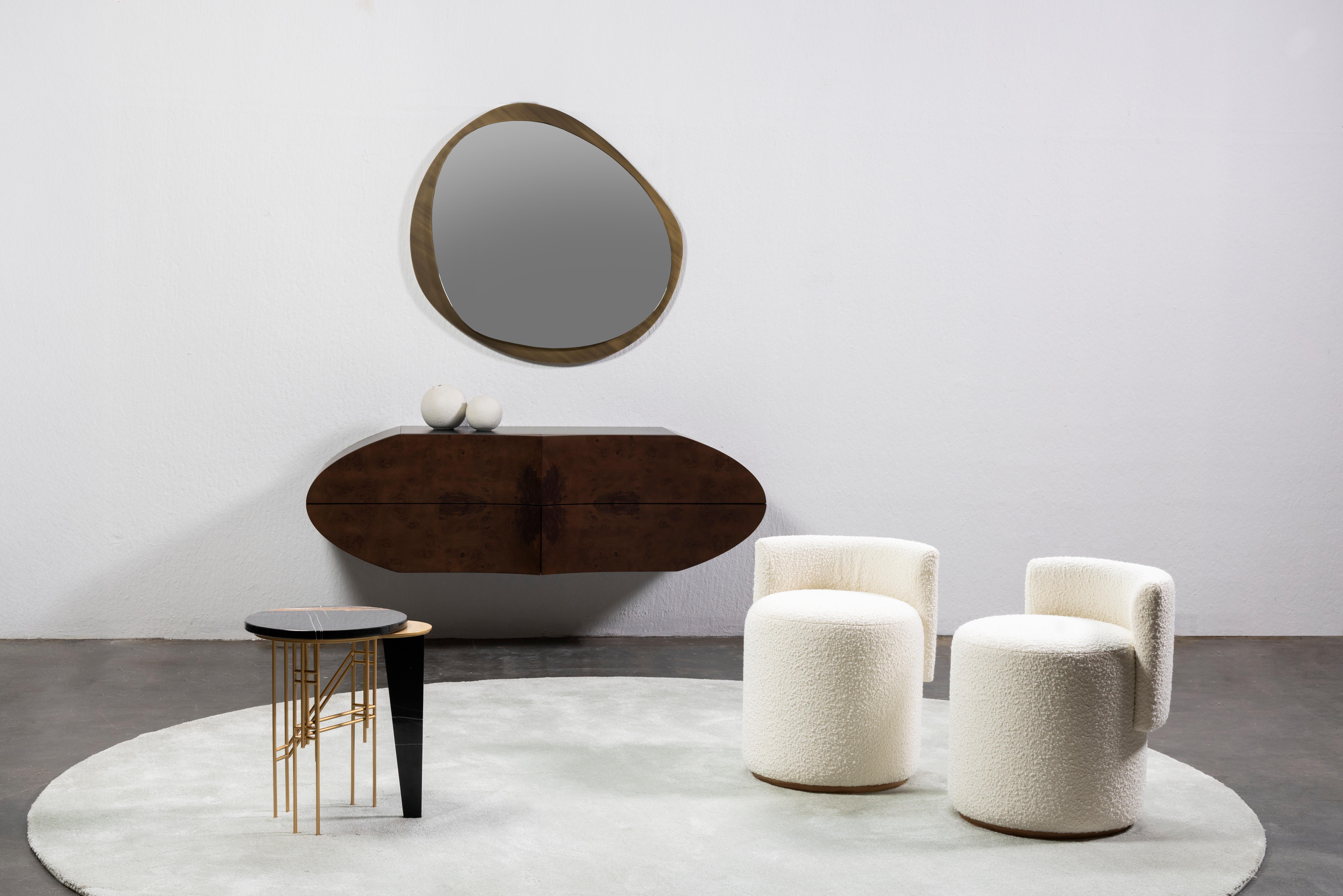 Grand pouf moderne du milieu du siècle, laine, chêne, fabriqué à la main au Portugal par Greenapple en vente 9