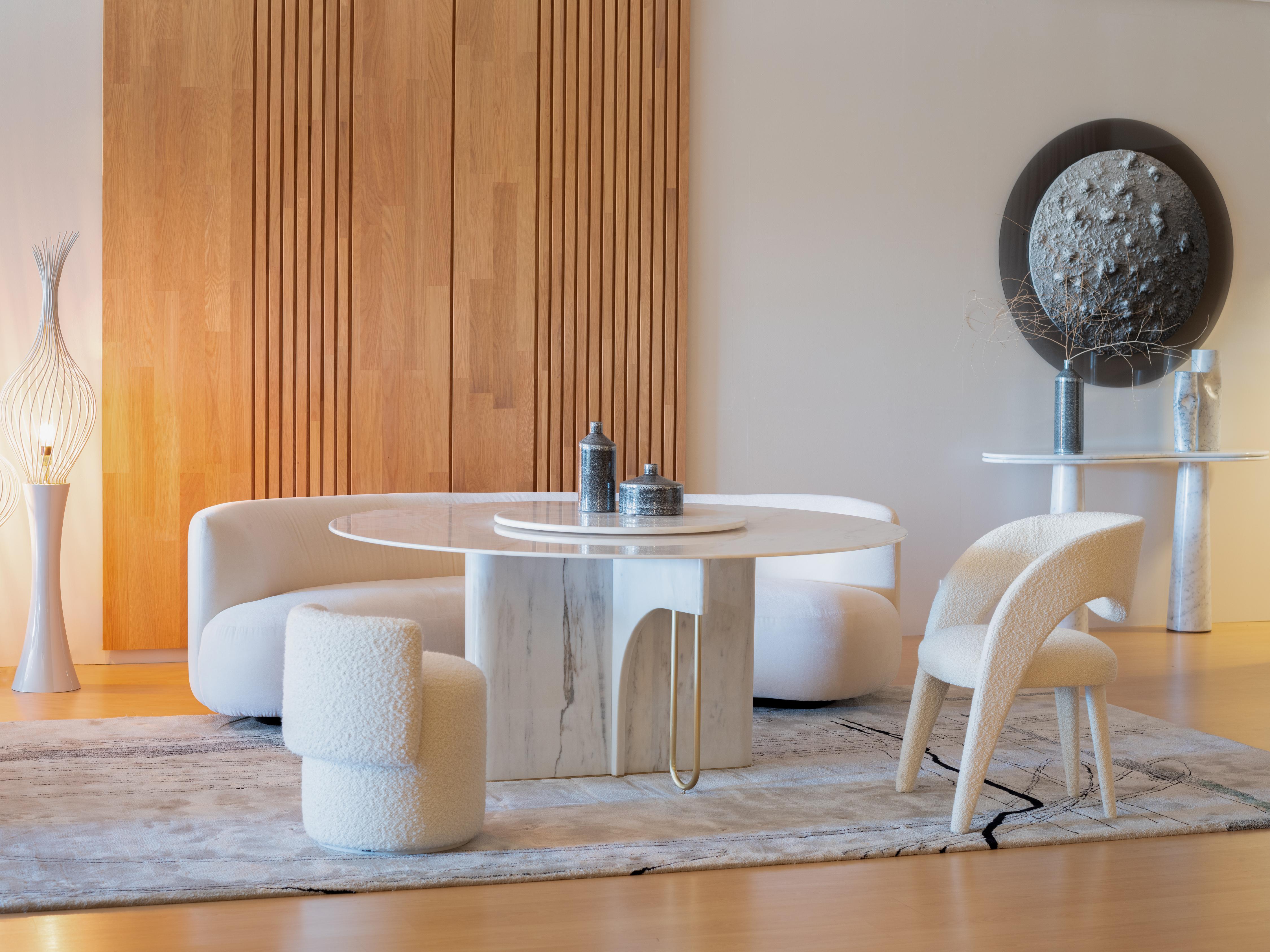 Grand Pouf moderno di metà secolo, lana, Oak, fatto a mano in Portogallo da Greenapple in vendita 1