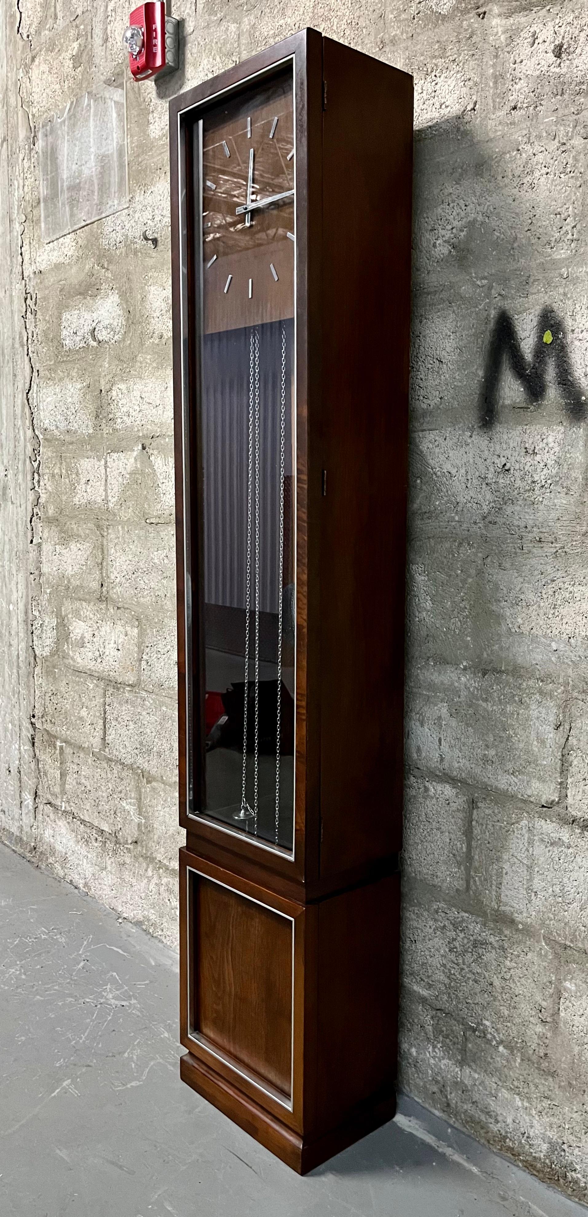 Mid Century Modern Grandfather Clock by Sligh Furniture. Circa 1960s  For Sale 4