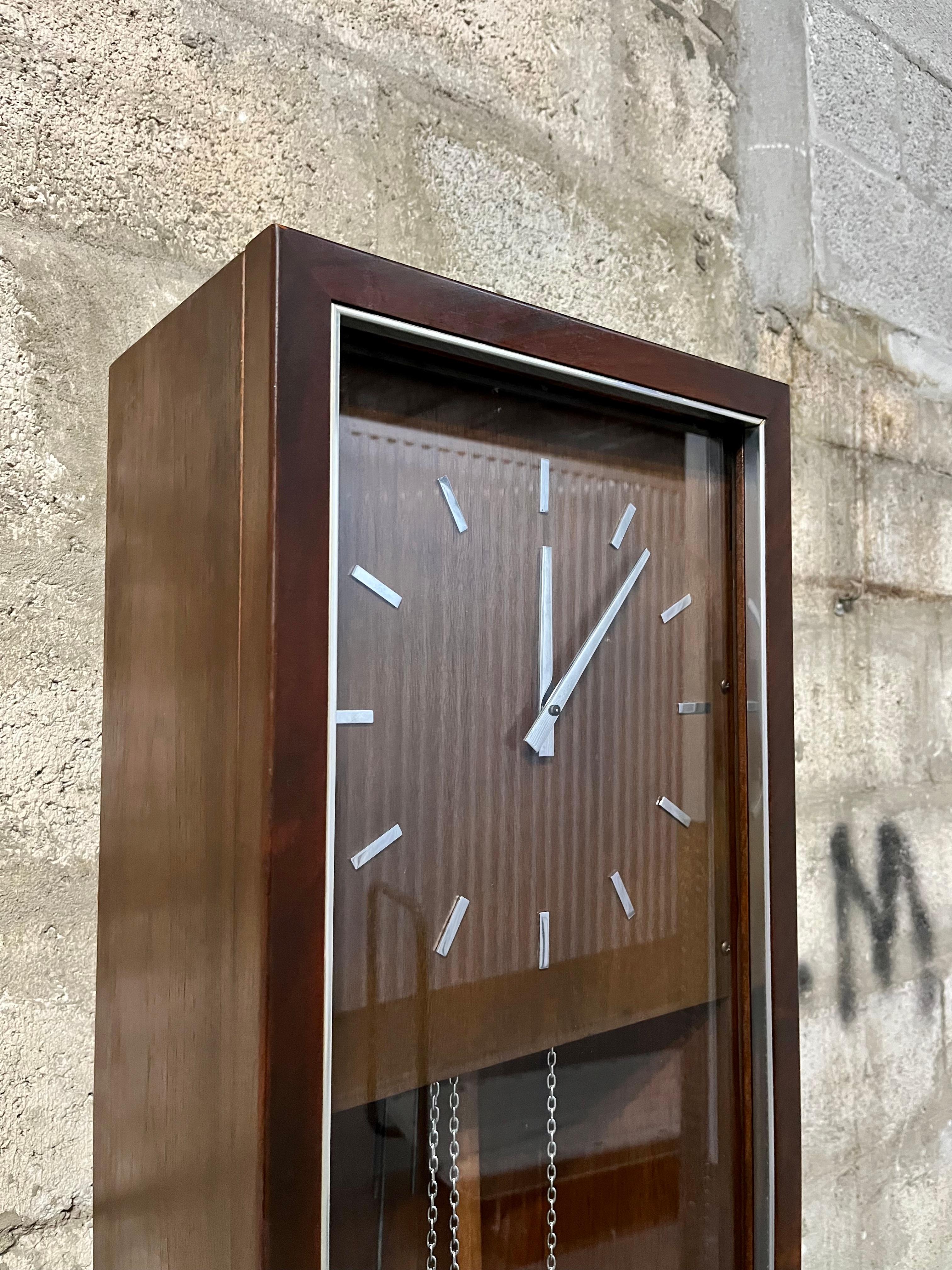 Veneer Mid Century Modern Grandfather Clock by Sligh Furniture. Circa 1960s  For Sale