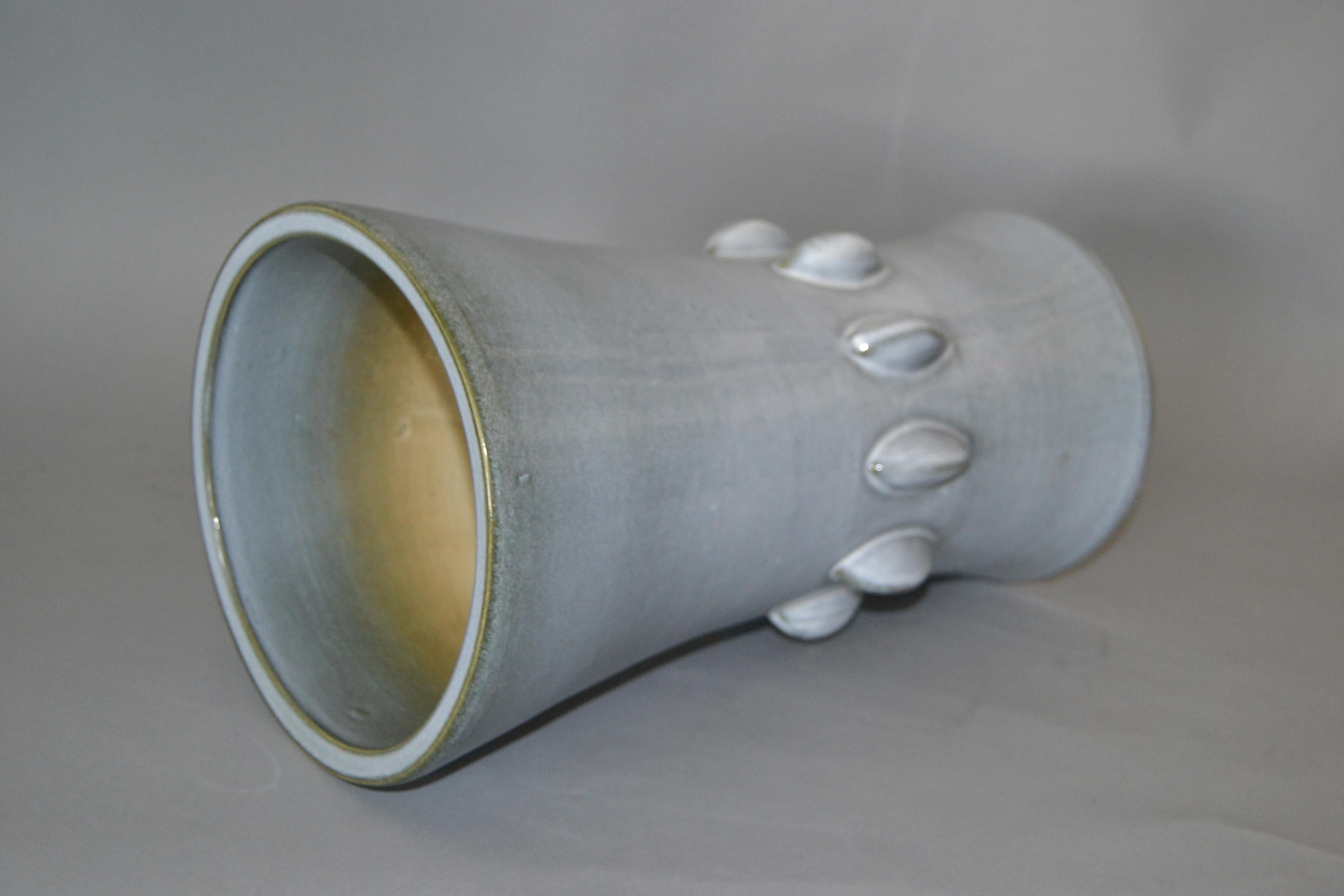 Mid-Century Modern Gray Ceramic Vases with Dripping Glaze, Pair 4