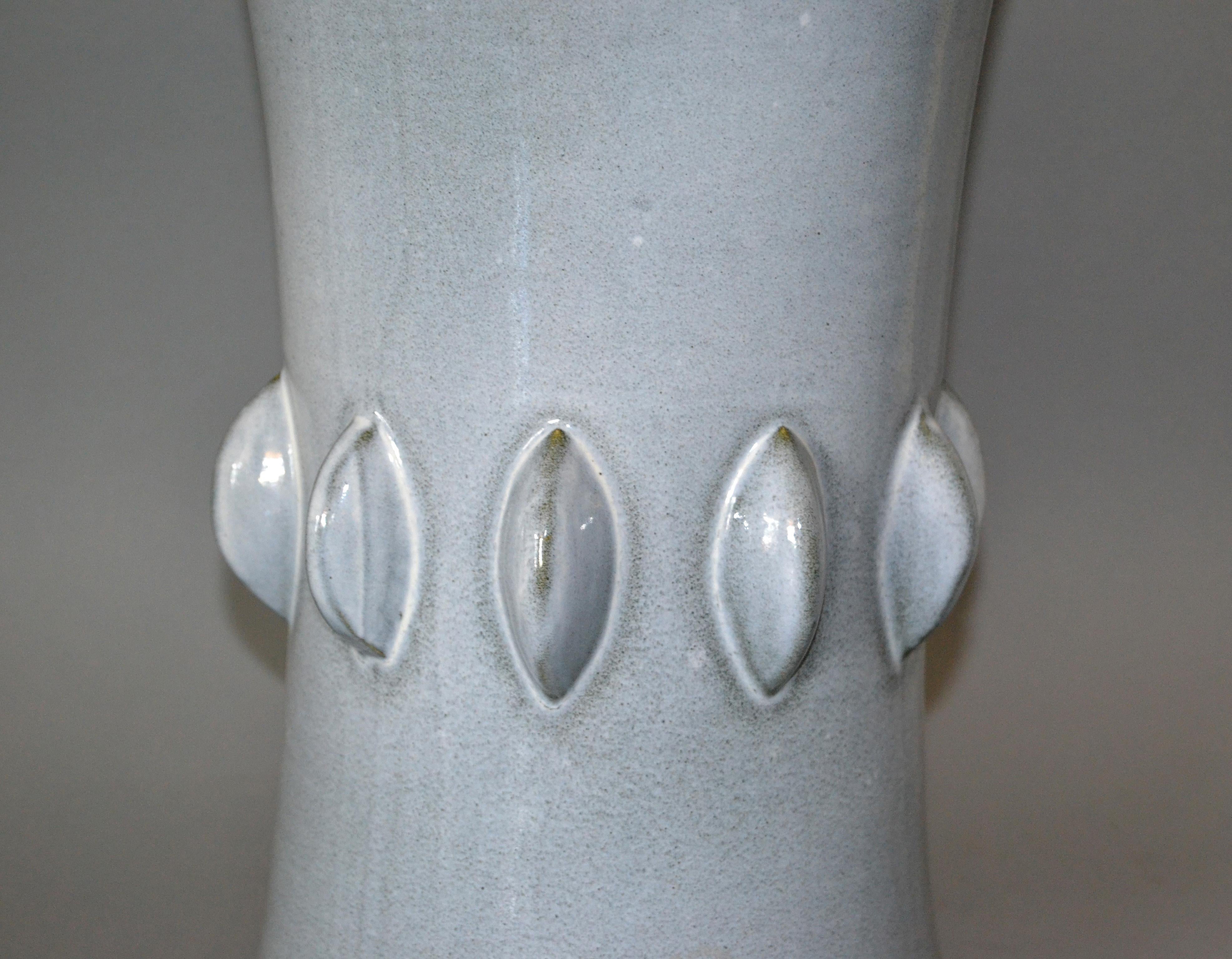 Mid-Century Modern Gray Ceramic Vases with Dripping Glaze, Pair In Excellent Condition In Miami, FL