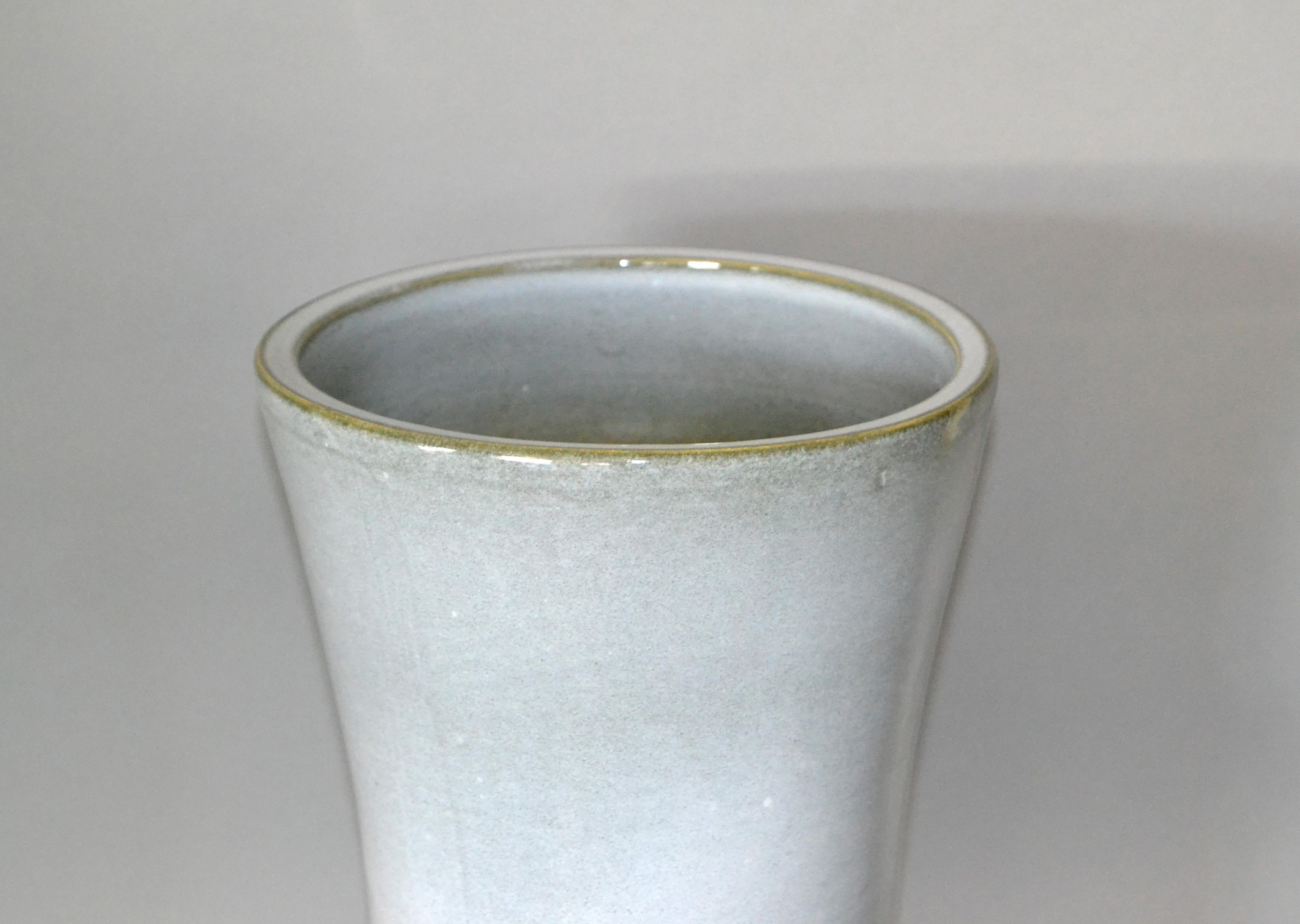20th Century Mid-Century Modern Gray Ceramic Vases with Dripping Glaze, Pair