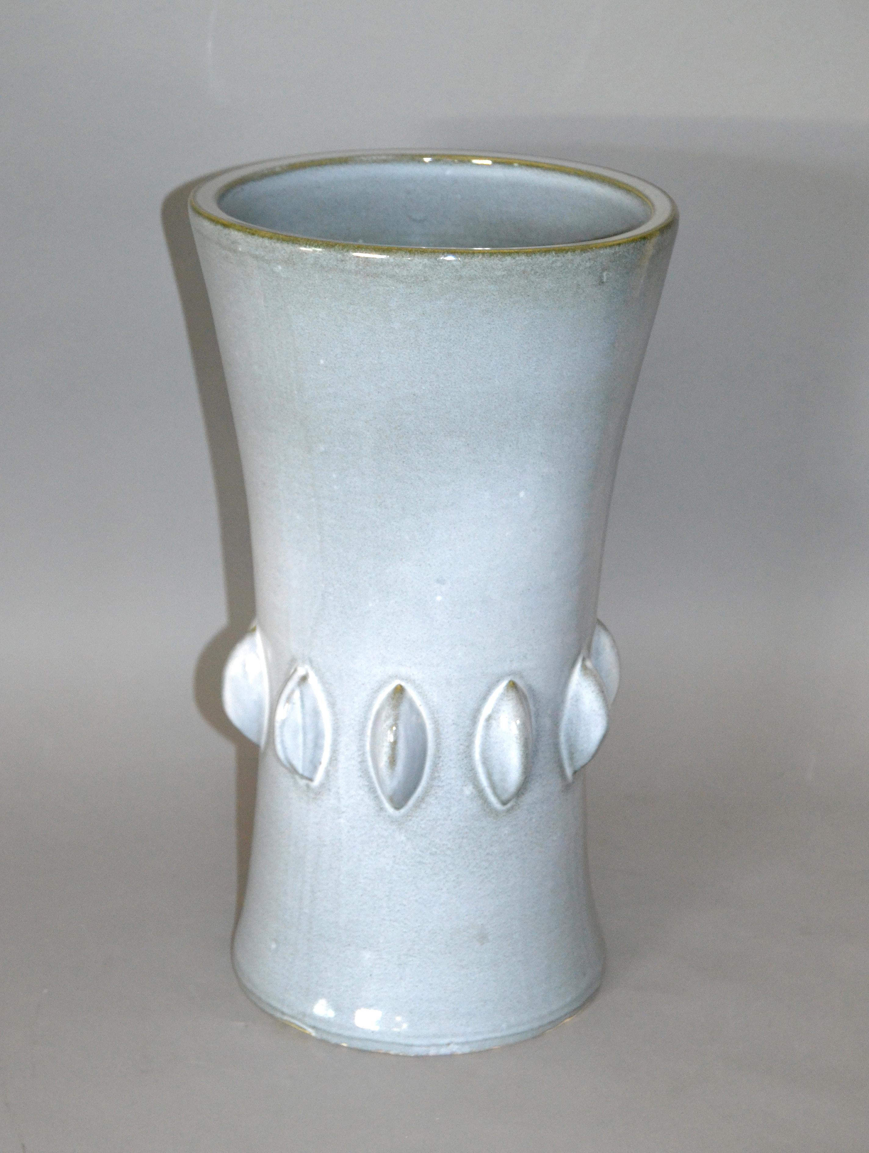 Mid-Century Modern Gray Ceramic Vases with Dripping Glaze, Pair 1