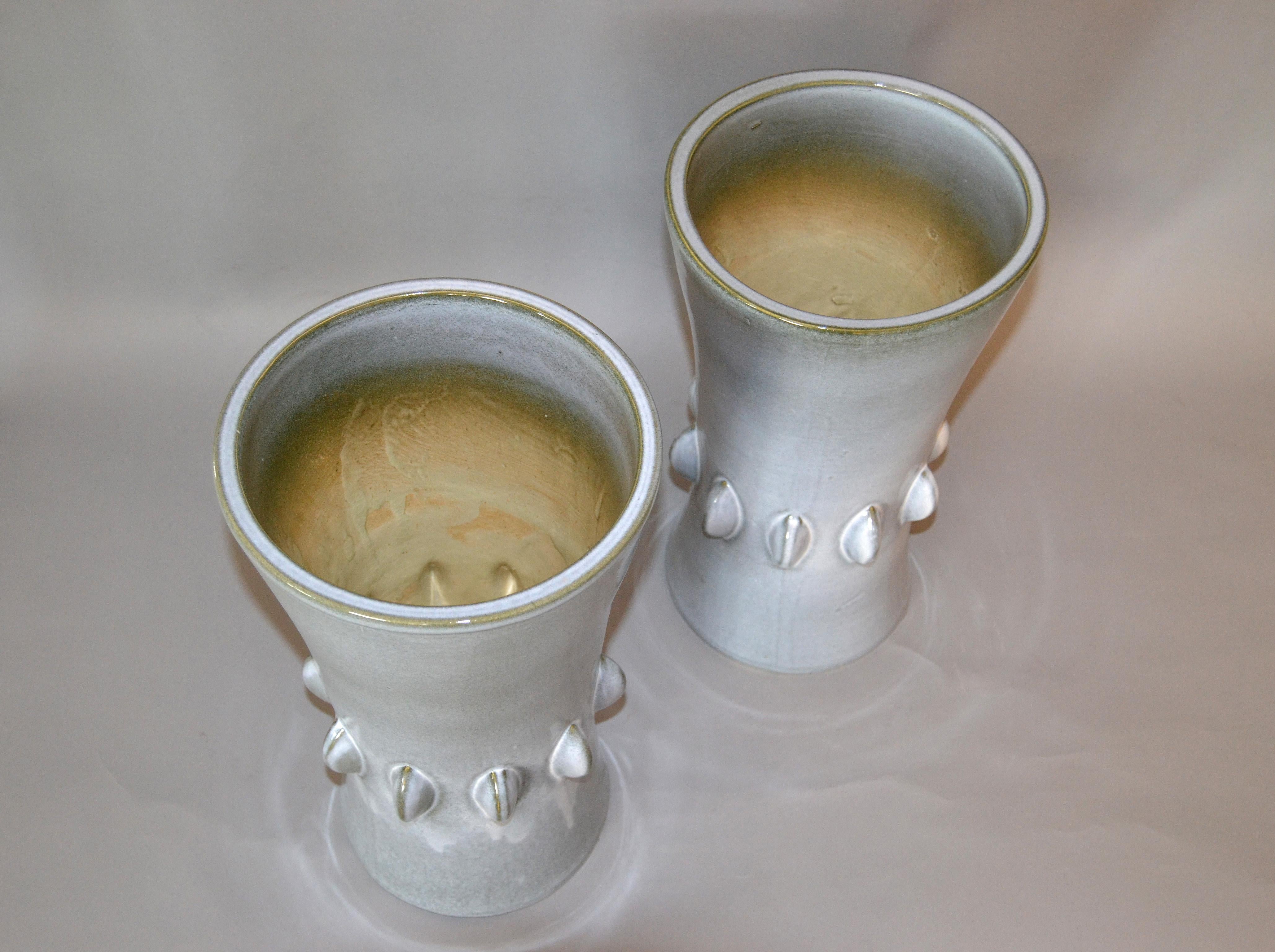 Mid-Century Modern Gray Ceramic Vases with Dripping Glaze, Pair 2