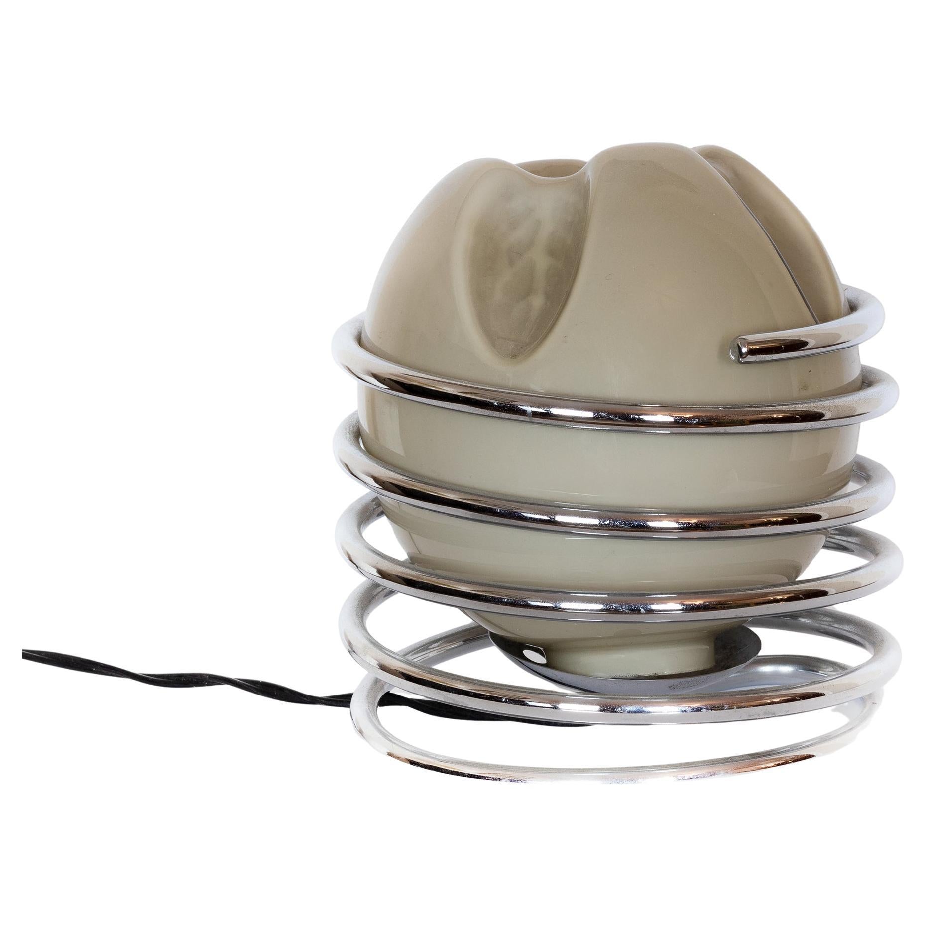 Mid Century Modern Gray Glass Table Lamp, 20th Century For Sale