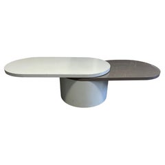 Mid Century Modern Gray Laminate Revolving Rounded Corner Tops with Round Base