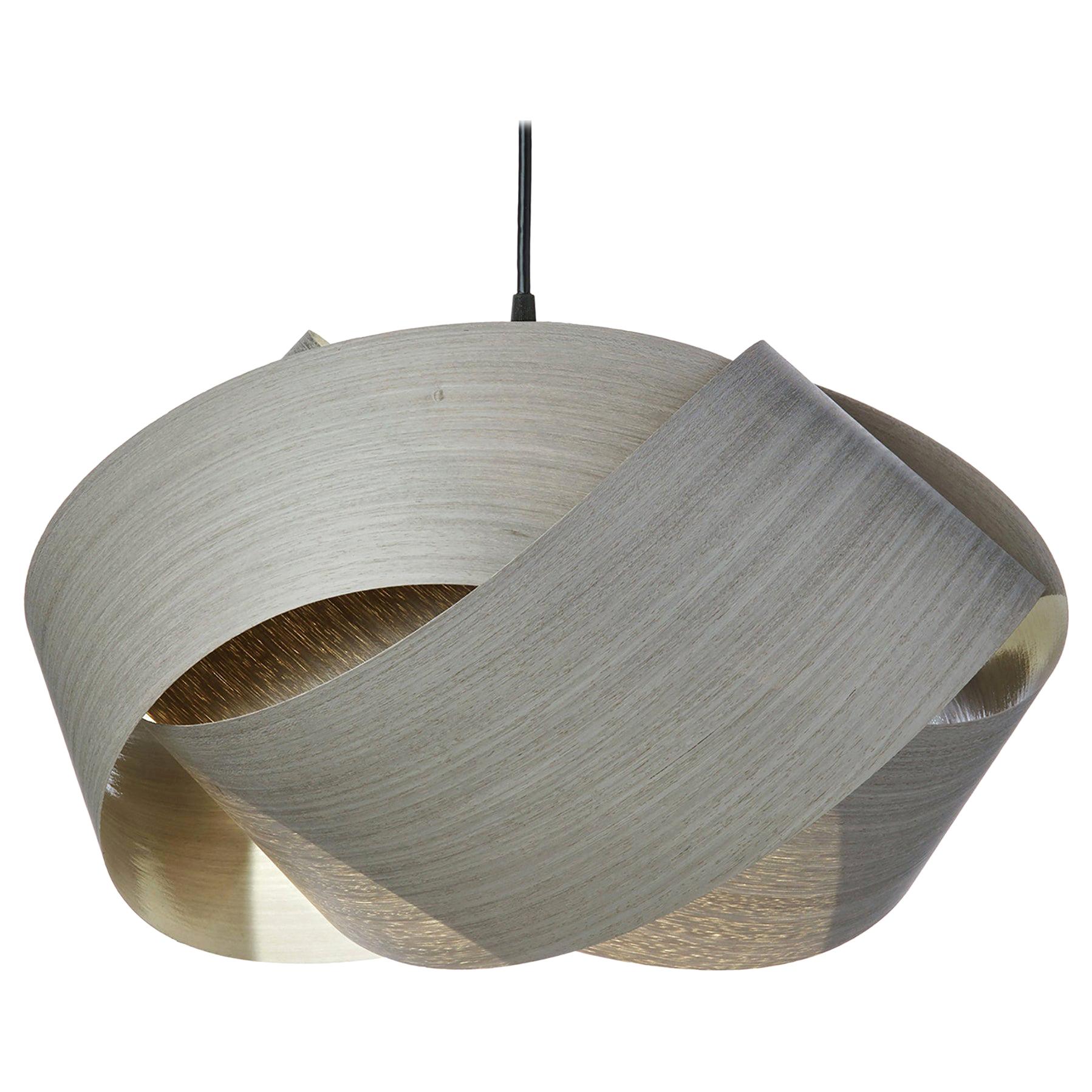 MidCentury Modern Gray Wood Veneer 24" Chandelier Pendant For Sale at