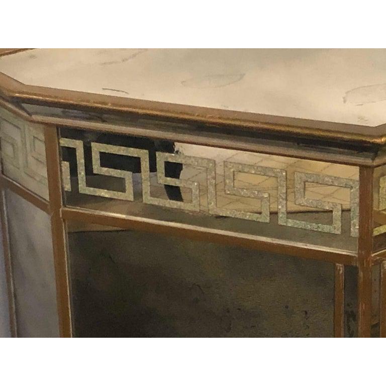 Mid-Century Modern Greek Key Design Mirrored Bar or Serving Cabinet 6