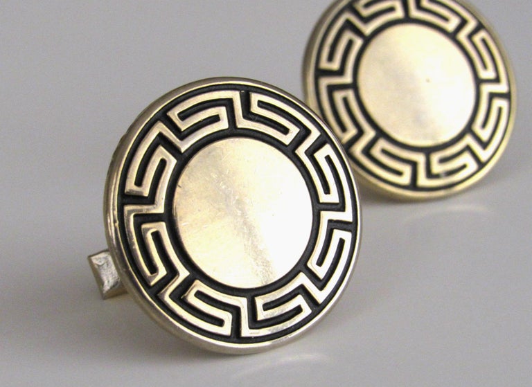 MidCentury Modern Greek Key Gold Cuff Links, 1960s For Sale at 1stdibs