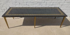 Mid Century Modern Greek Key Marble and Brass Table