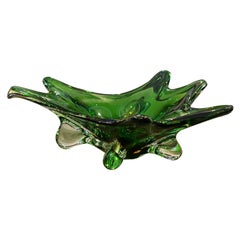 Mid-Century Modern Green and Brown Murano Glass Bowl, circa 1970