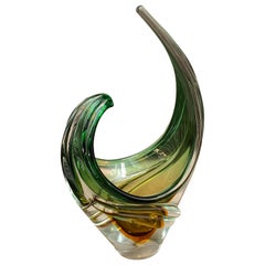 Mid-Century Modern Green and Brown Murano Glass Centerpiece by Seguso, 1970s