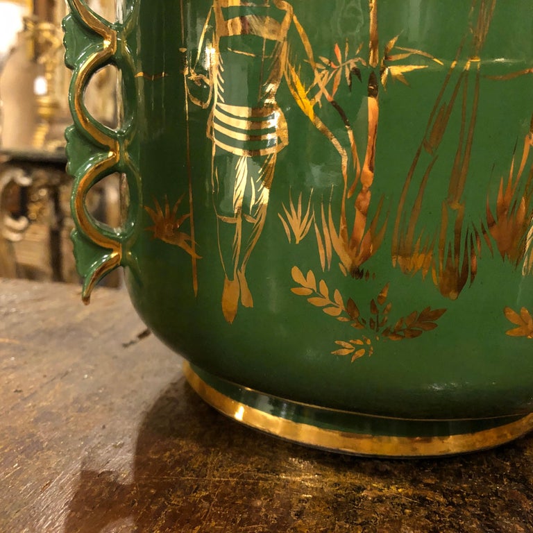 Mid-Century Modern Green and Gold Ceramic Italian Vase, circa 1960 at ...
