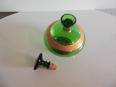 Mid-Century Modern Emerald Green and Gold German Vintage Decanter