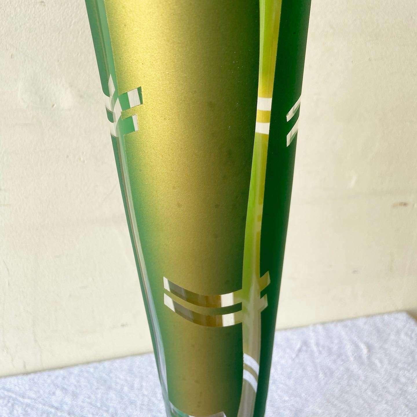 Mid-20th Century Mid Century Modern Green and Gold Glass Vase For Sale