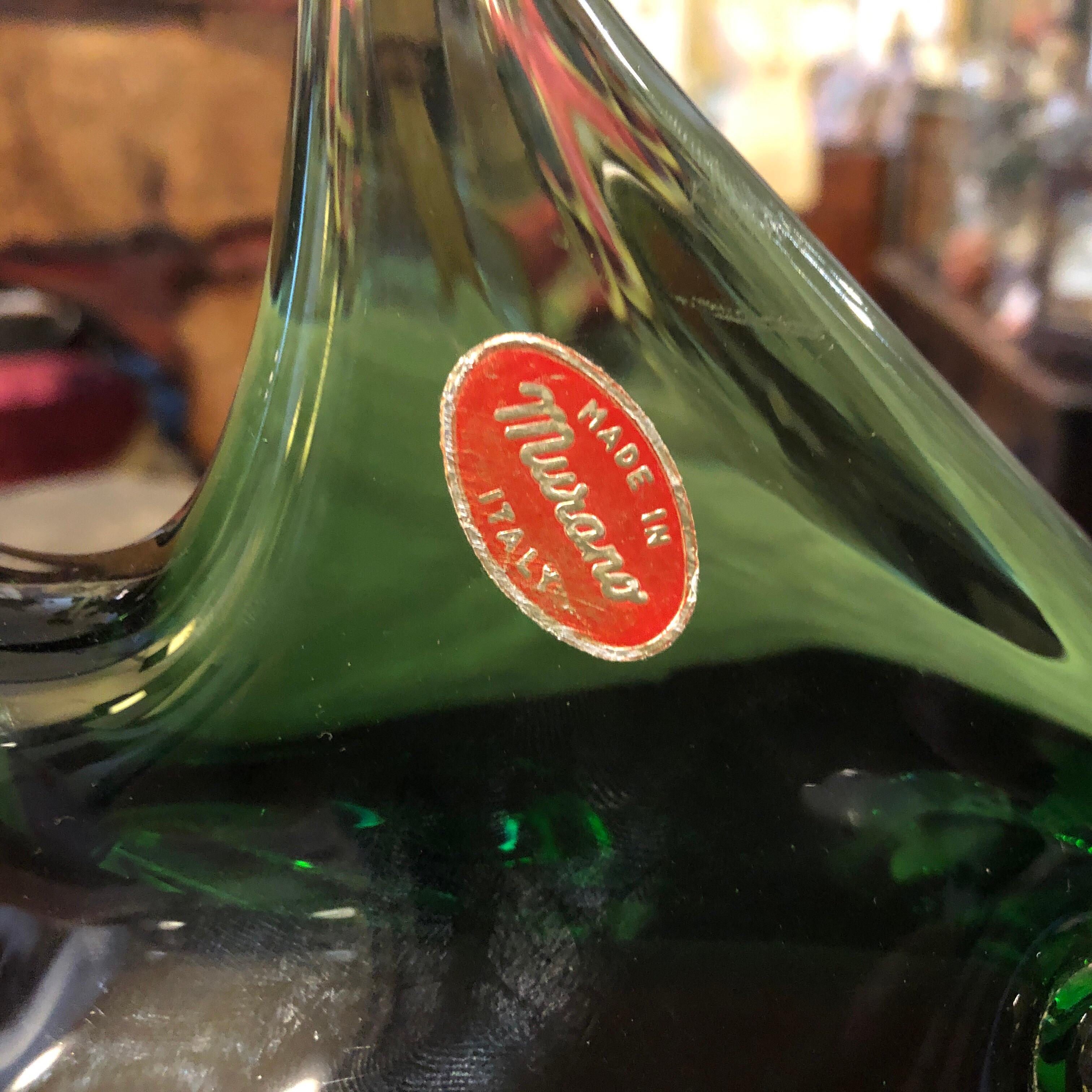 1970s Mid-Century Modern Green and Red Murano Glass Shark For Sale 3